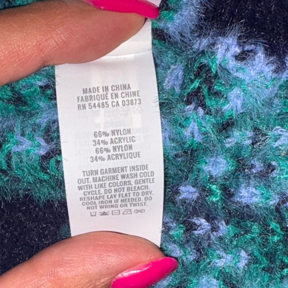 Aerie Argyle Oversized Sweater – Navy/Green/Blue – Size Small – NWT - Picture 12 of 13